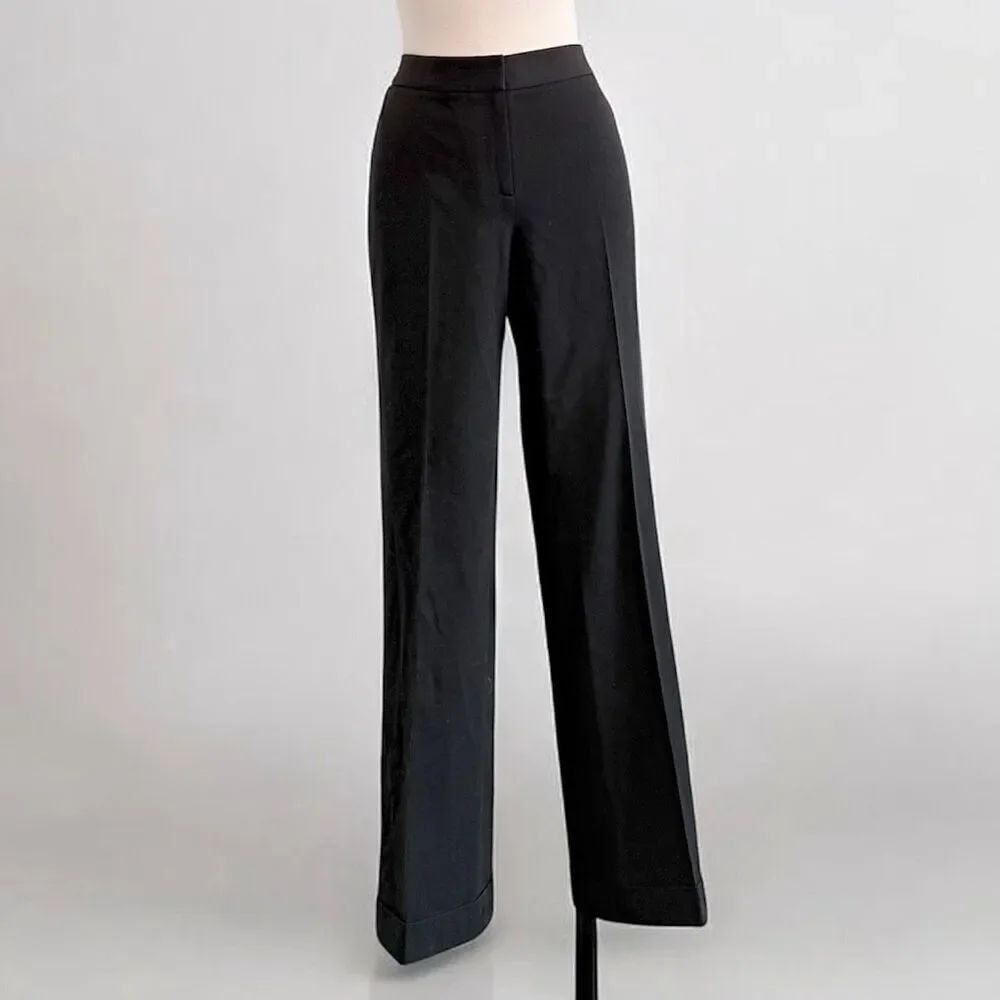 Caslon Black Palazzo High Rise Wide Leg Pleated Cuffed Pants 4